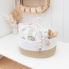 Cotton Rope Nappy Caddy With Divider - Natural/White